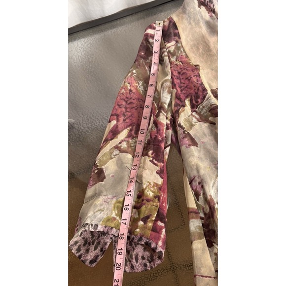 100% Silk Kimono Top Womens 20 Tie Ruffle Boho Artsy Sheer Lightweight Layering - Picture 6 of 9